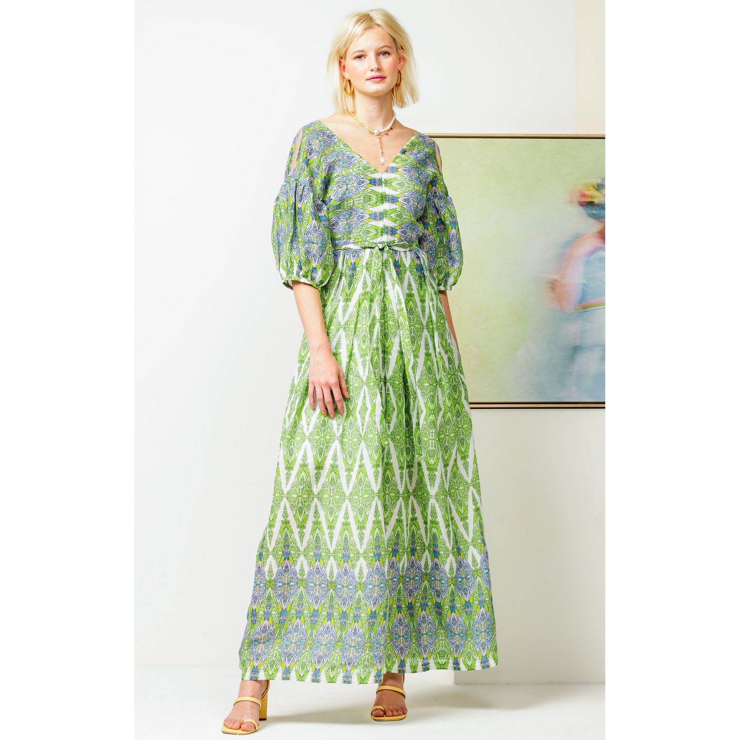 Sacha Drake Dandelion Floats Maxi Dress Lime/Lavender