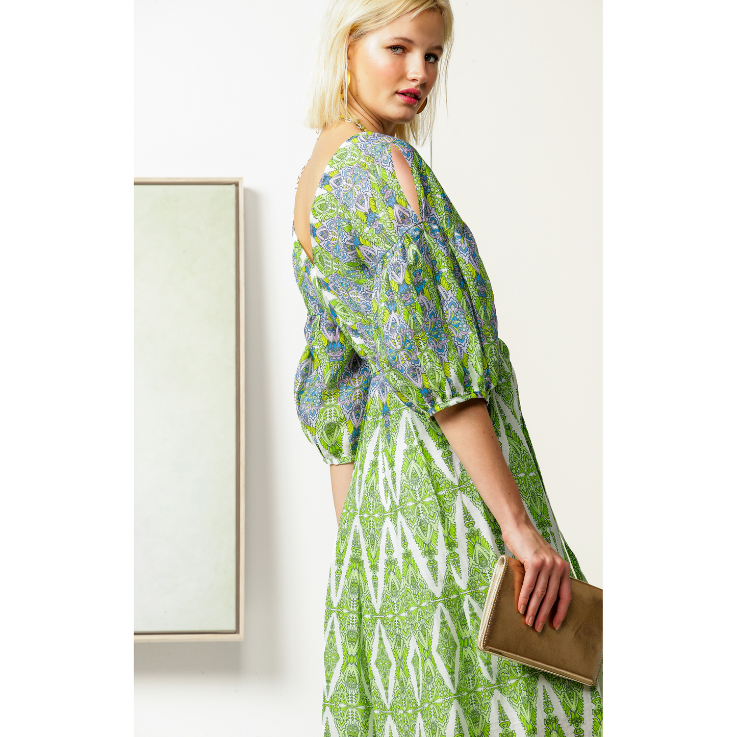 Sacha Drake Dandelion Floats Maxi Dress Lime/Lavender