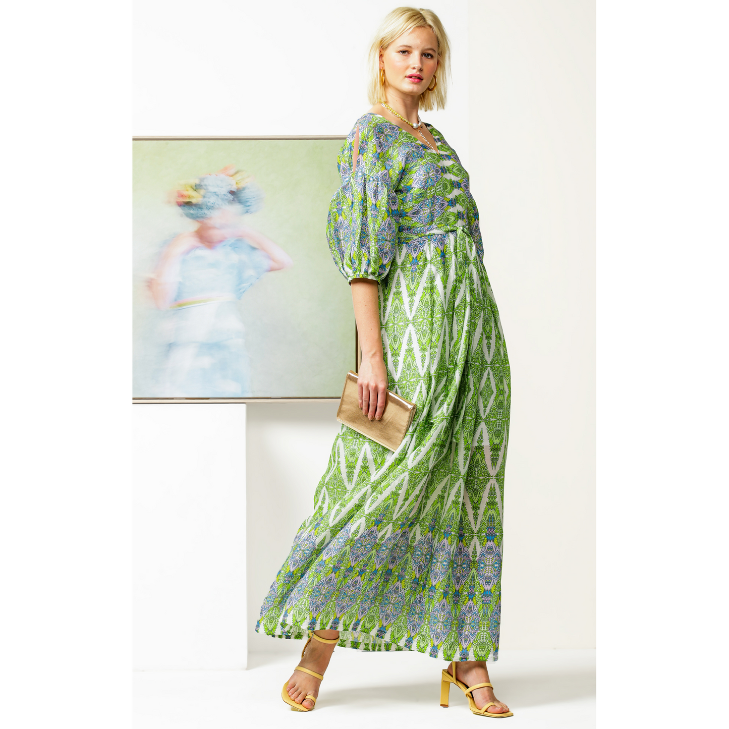 Sacha Drake Dandelion Floats Maxi Dress Lime/Lavender