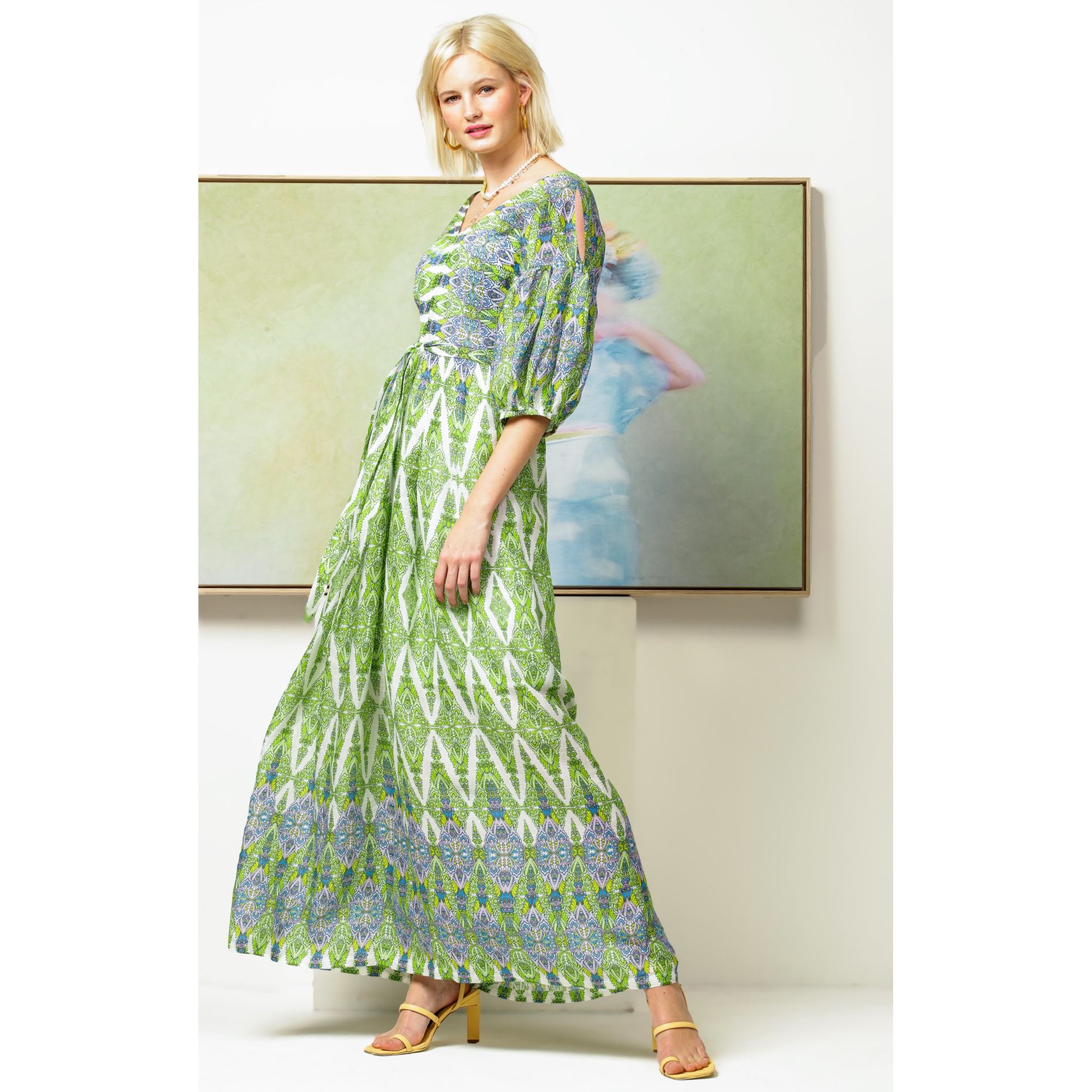 Sacha Drake Dandelion Floats Maxi Dress Lime/Lavender