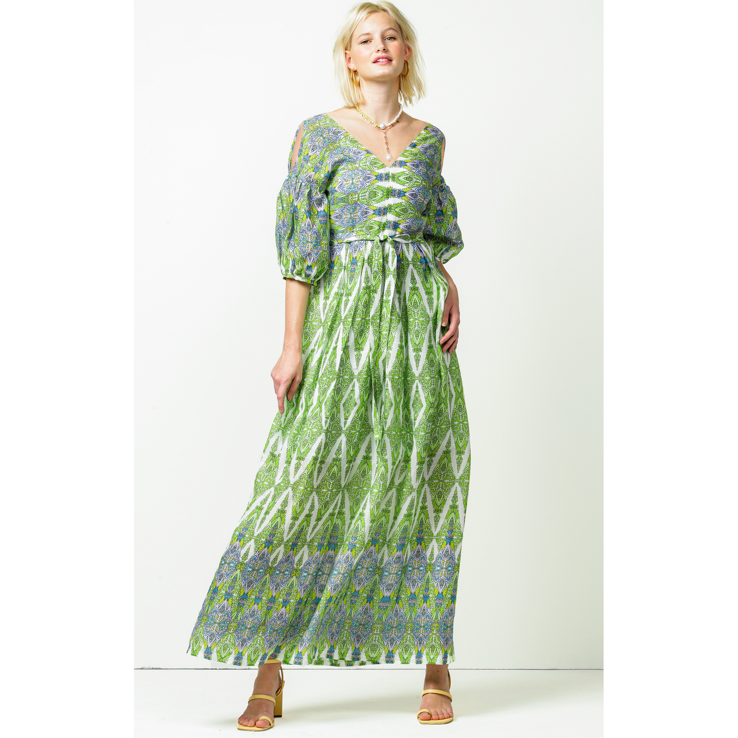 Sacha Drake Dandelion Floats Maxi Dress Lime/Lavender