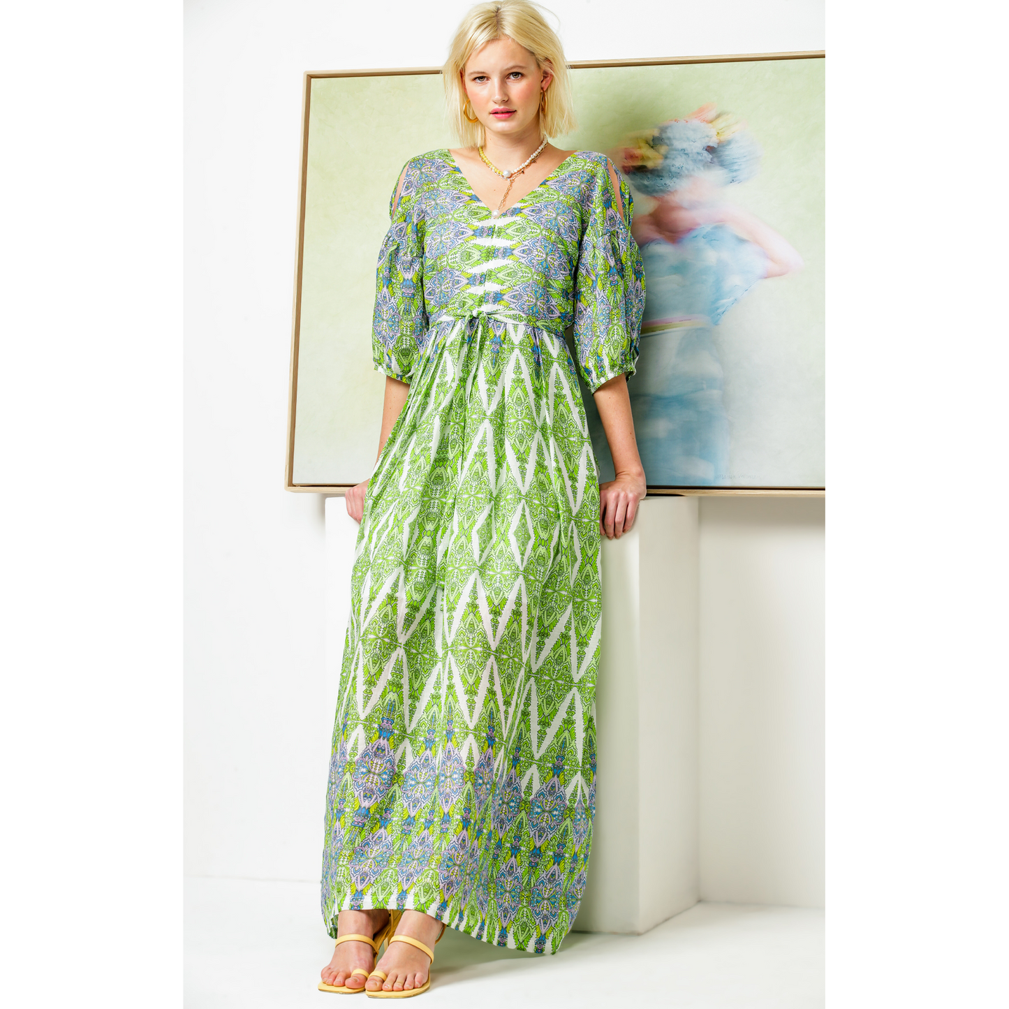 Sacha Drake Dandelion Floats Maxi Dress Lime/Lavender