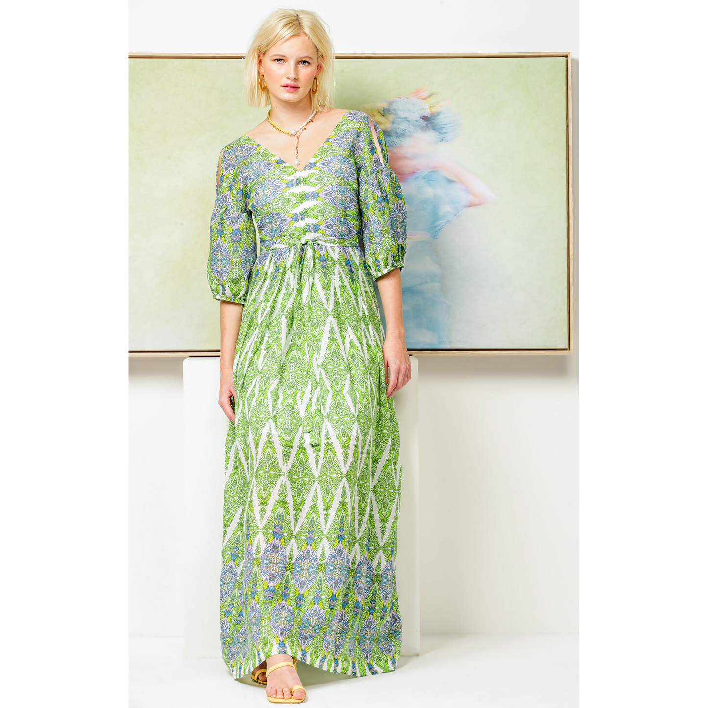 Sacha Drake Dandelion Floats Maxi Dress Lime/Lavender