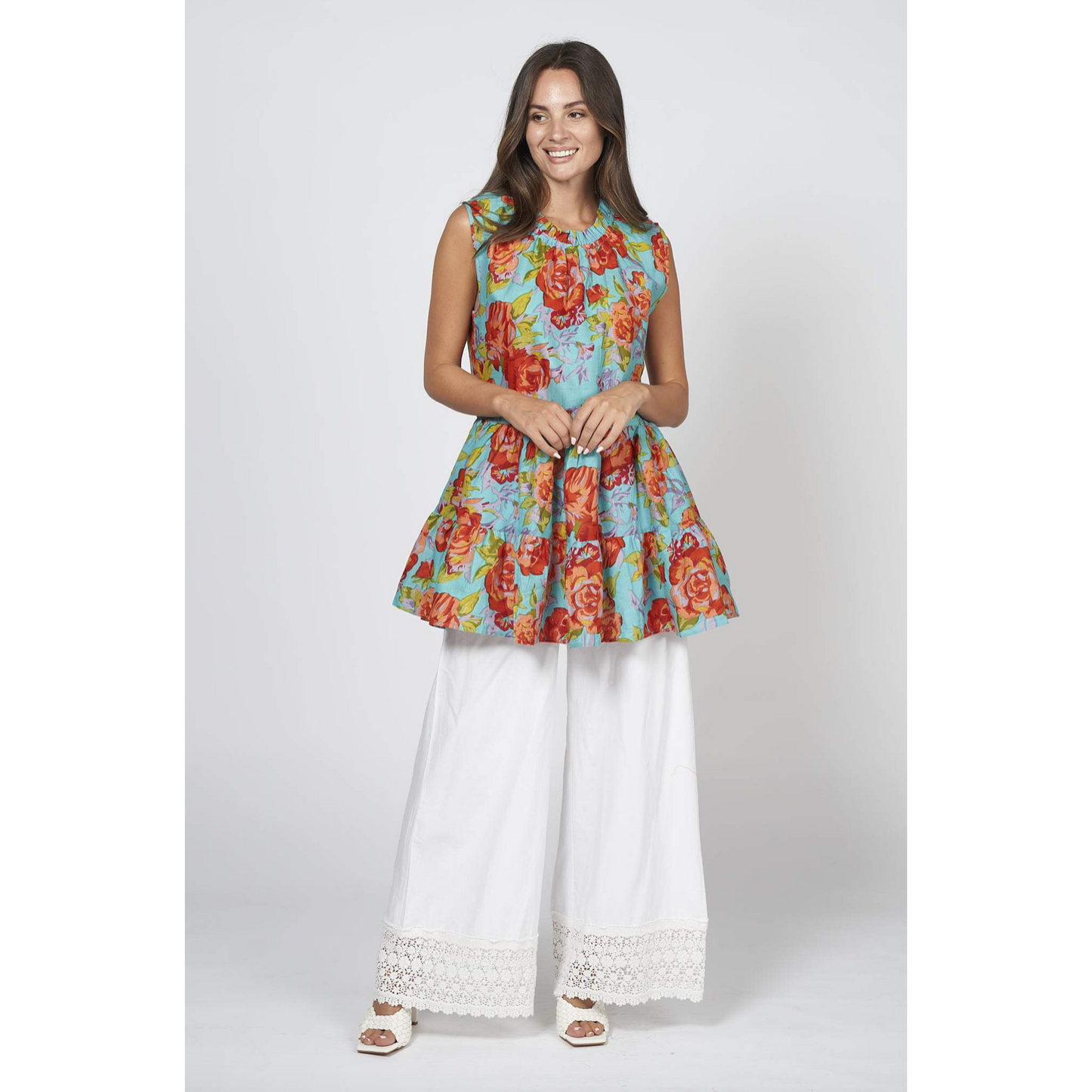 NAUDIC MABEL TOP SPRING ROSE AQUA