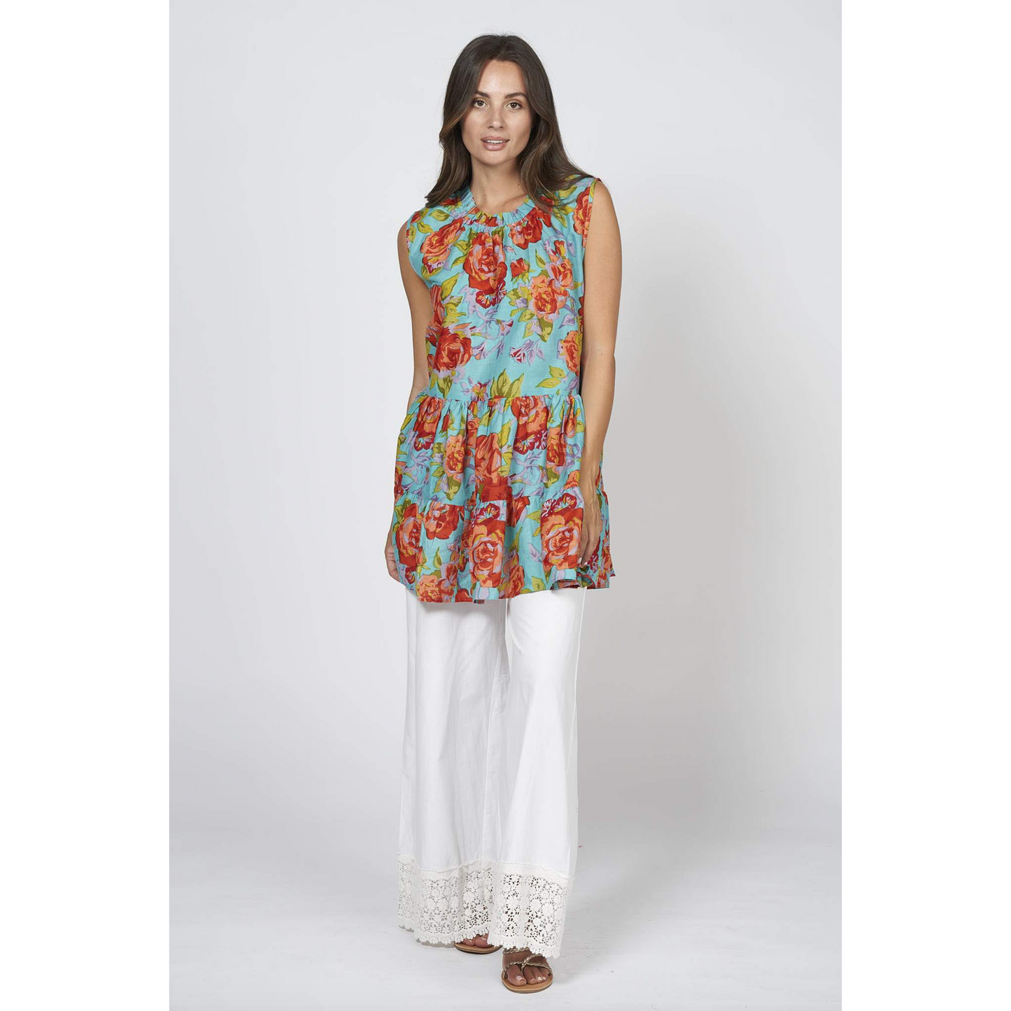 NAUDIC MABEL TOP SPRING ROSE AQUA