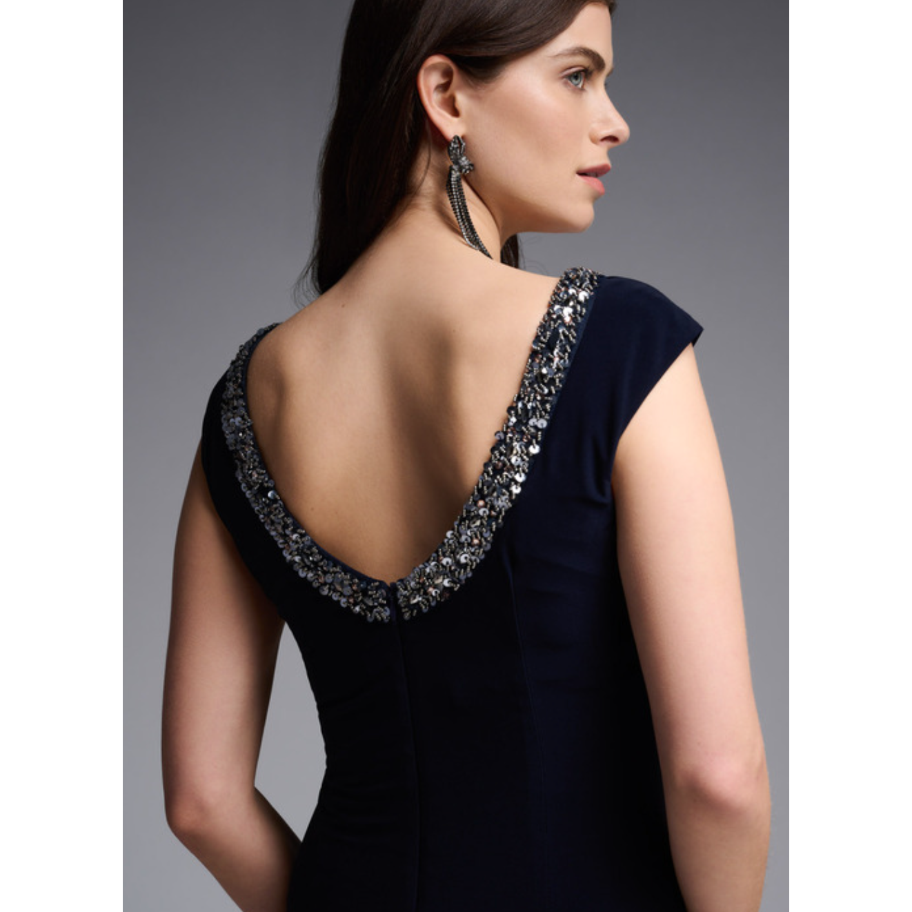 Joseph Ribkoff Embellished Neckline Midnight Blue Dress 231709